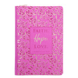 Faith Hope Love Pink Faux Leather Journal with Zipped Closure