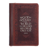 For God So Loved the World Brown Faux Leather Journal with Zipped Closure