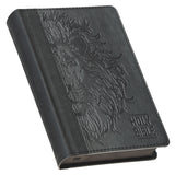 KJV Grey Lion Faux Leather Compact Bible
