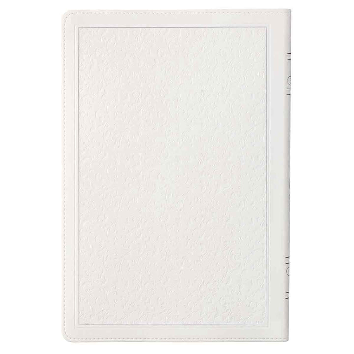 KJV White Faux Leather Thinline Large Print Bible With Thumb Indexing