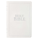 KJV White Faux Leather Thinline Large Print Bible With Thumb Indexing