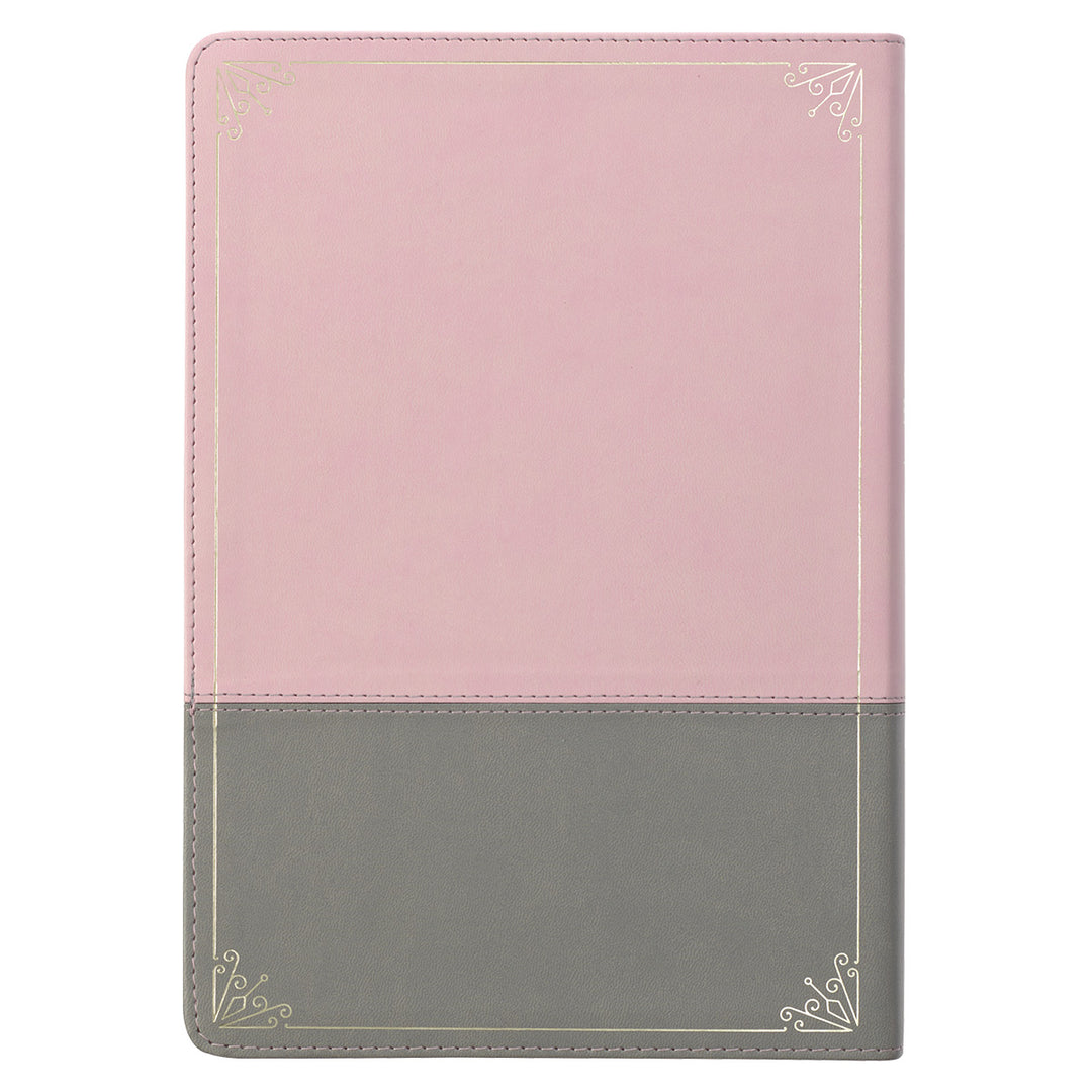 KJV Pink And Grey Faux Leather Bible Super Giant Print