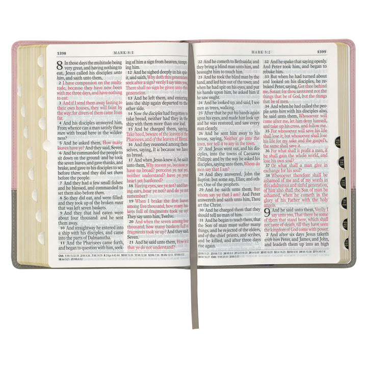 KJV Pink And Grey Faux Leather Bible Super Giant Print