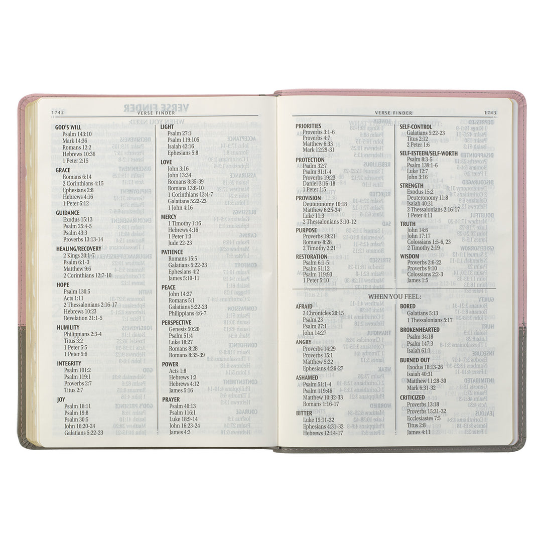 KJV Pink And Grey Faux Leather Bible Super Giant Print