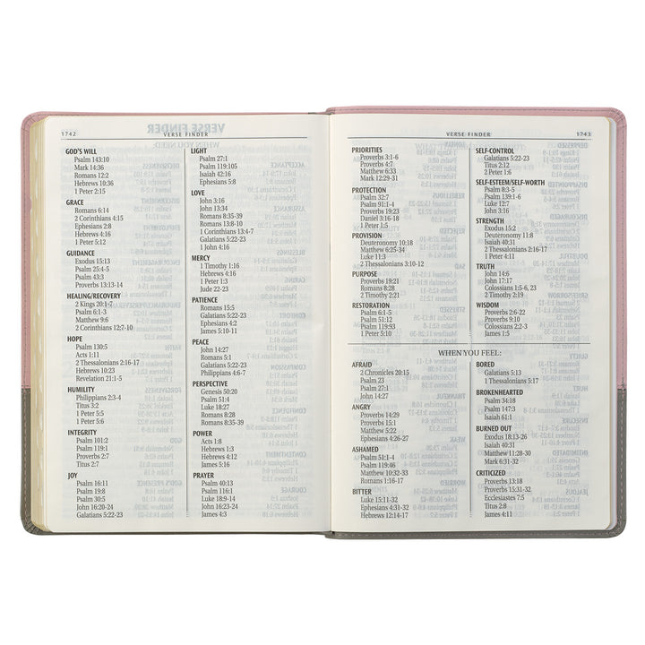 KJV Pink And Grey Faux Leather Bible Super Giant Print