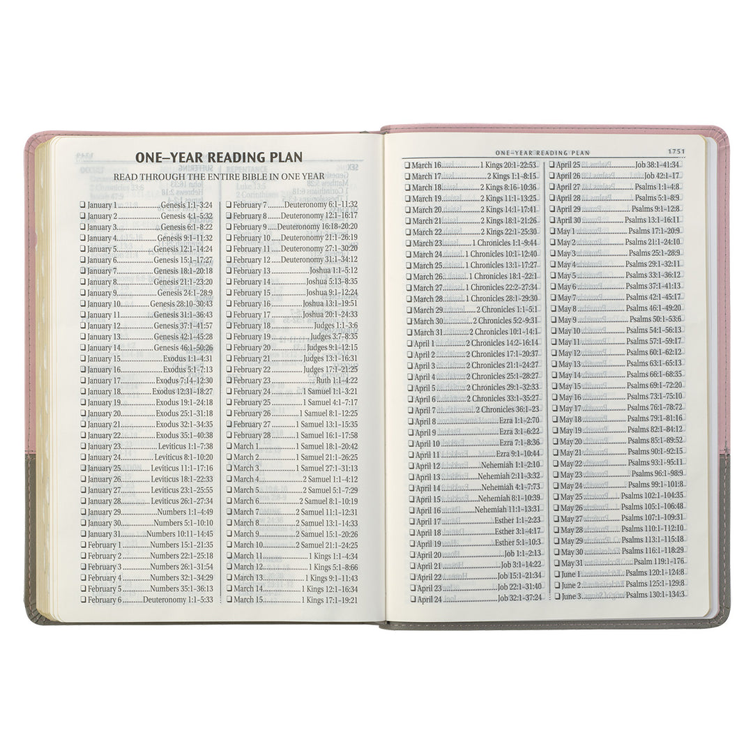 KJV Pink And Grey Faux Leather Bible Super Giant Print