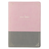 KJV Pink And Grey Faux Leather Bible Super Giant Print