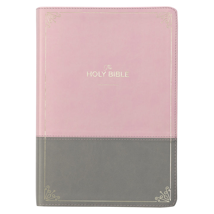 KJV Pink And Grey Faux Leather Bible Super Giant Print