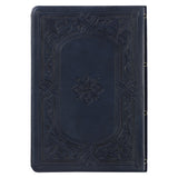 KJV Midnight Blue Antique Frame Faux Leather Full-Size Bible Giant Print Indexed