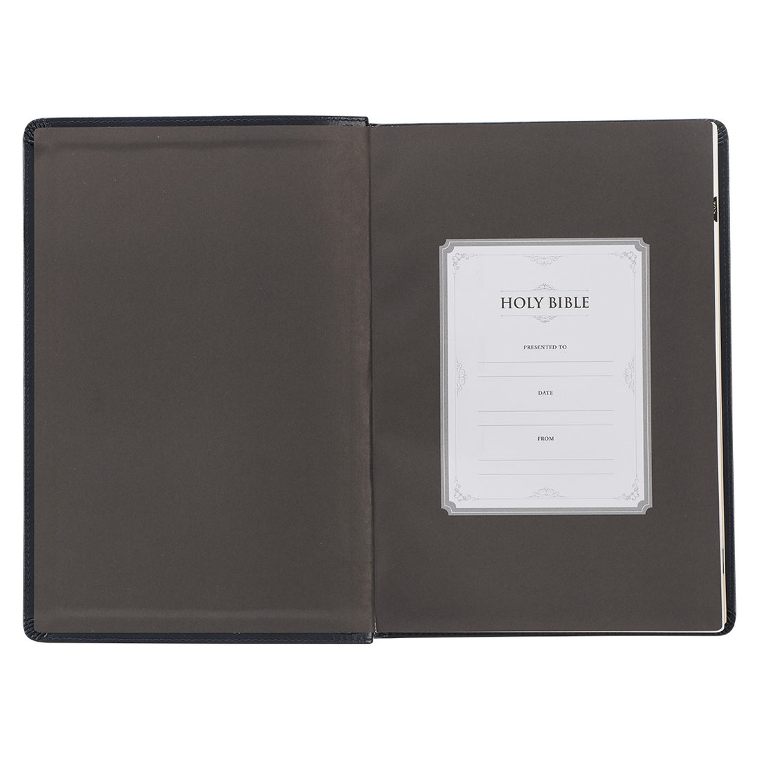 KJV Black Antique Frame Faux Leather Full-Size Bible Giant Print Indexed