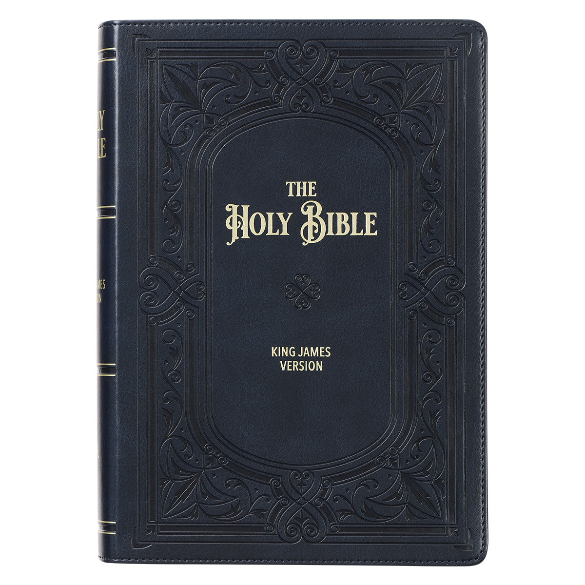 KJV Midnight Blue Antique Frame Faux Leather Full-Size Bible Giant Print Indexed