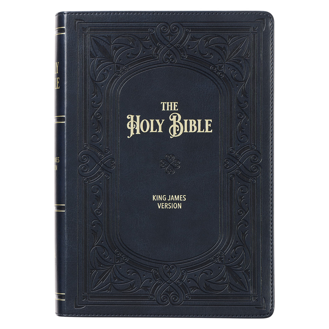 KJV Black Antique Frame Faux Leather Full-Size Bible Giant Print Indexed