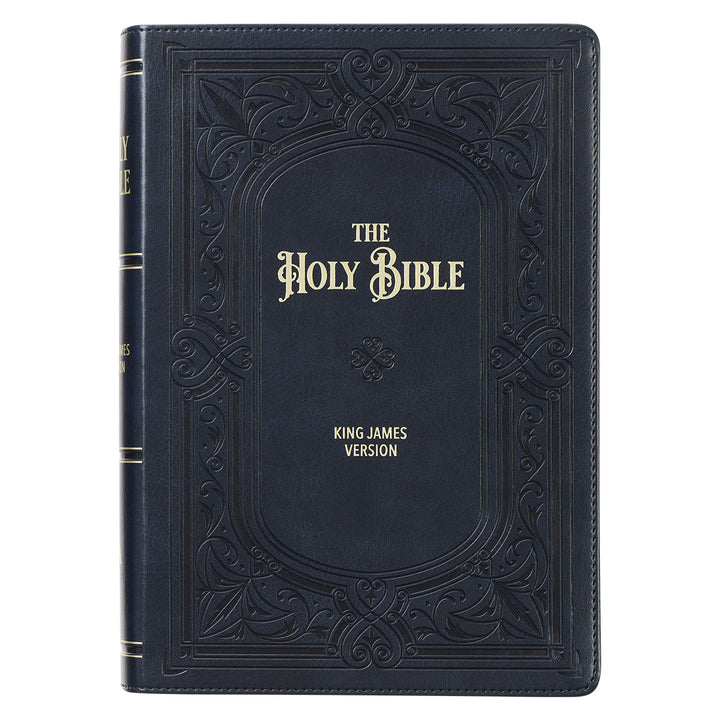 KJV Black Antique Frame Faux Leather Full-Size Bible Giant Print Indexed