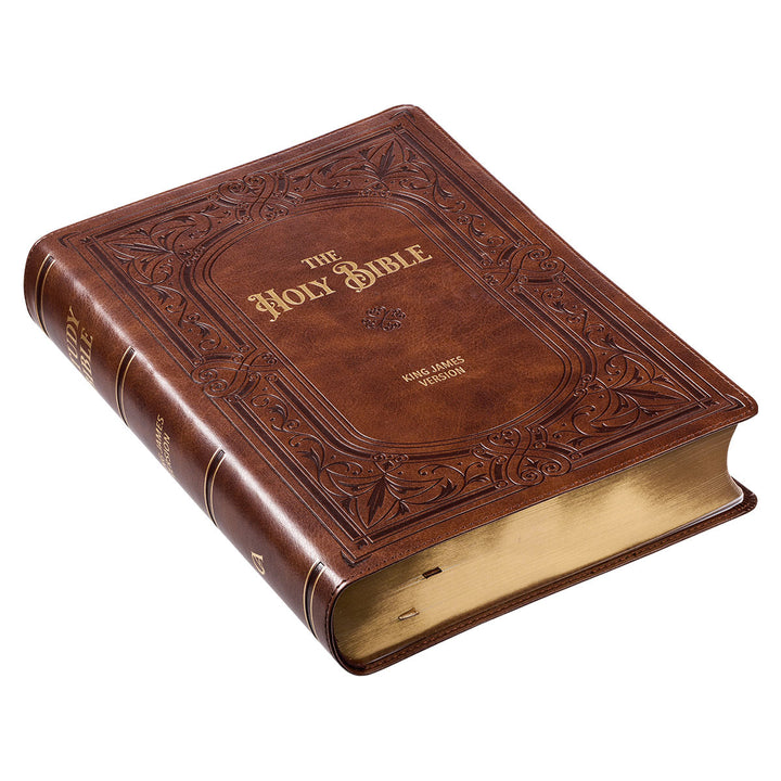 KJV Brown Faux Leather Flexcover Study Bible Large Print