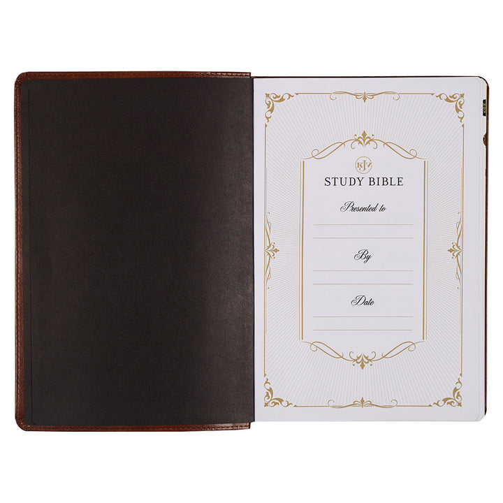 KJV Brown Faux Leather Flexcover Study Bible Large Print