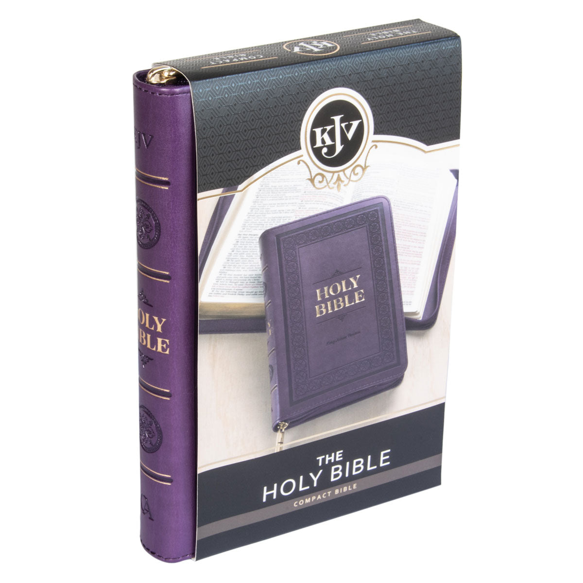 KJV Purple Faux Leather Compact Bible With Zip