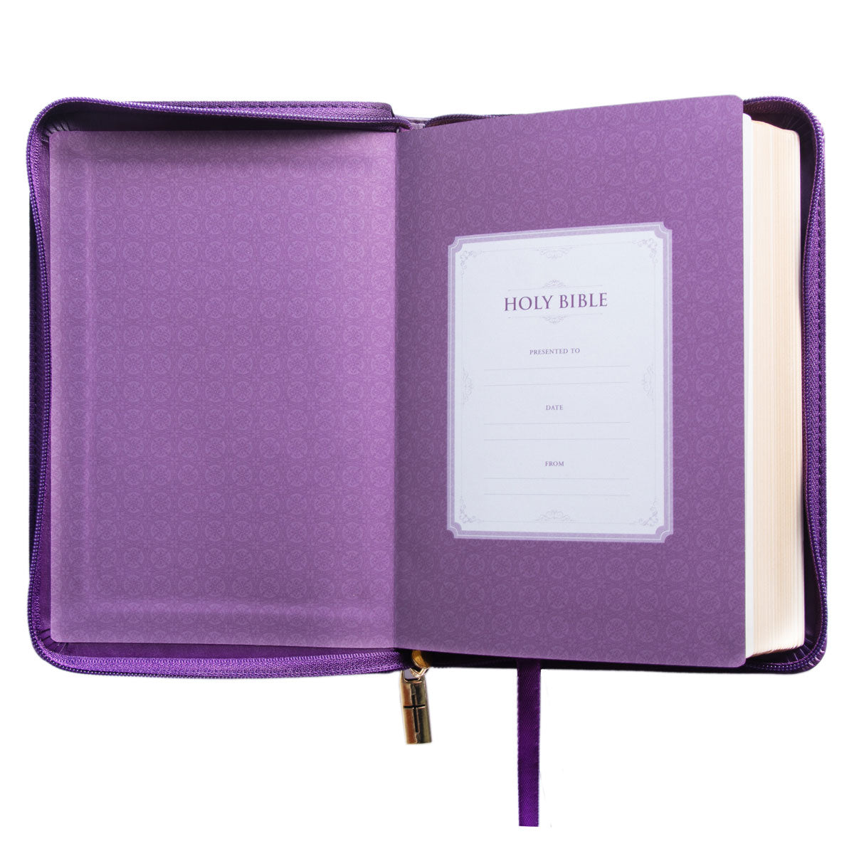 KJV Purple Faux Leather Compact Bible With Zip