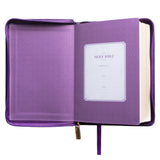 KJV Purple Faux Leather Compact Bible With Zip
