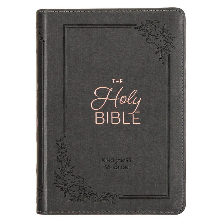 KJV Charcoal Faux Leather Compact Bible Large Print