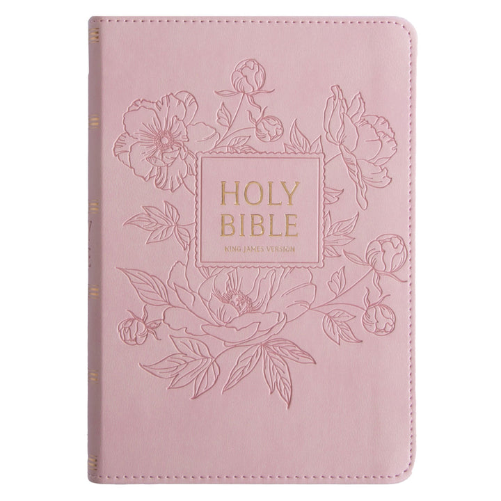 KJV Pink Floral Faux Leather Compact Bible Large Print