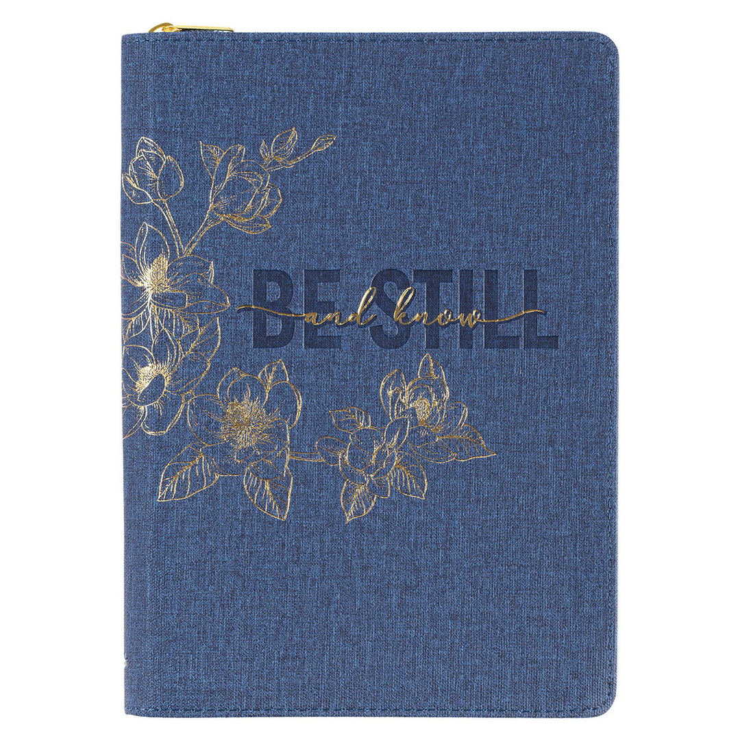 Be Still And Know (Faux Leather Journal With Zipped Closure)