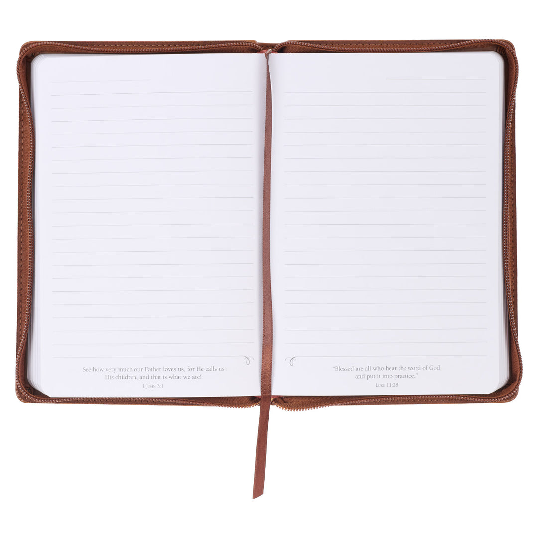 Be Strong & Courageous Brown (Faux Leather Journal With Zipped Closure)