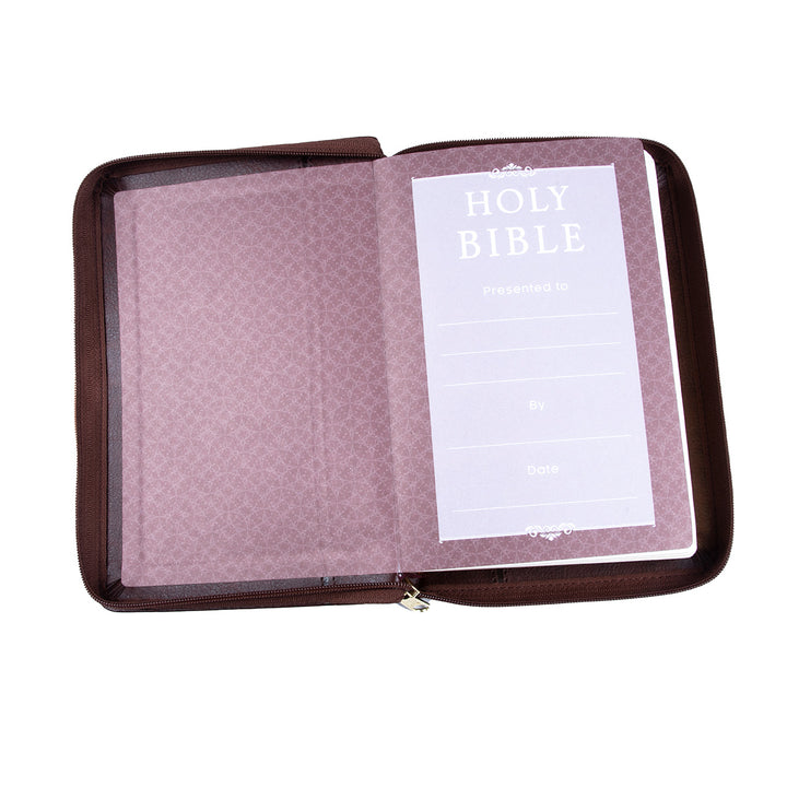 ESV Dark Brown Faux Leather Compact Bible With Zip