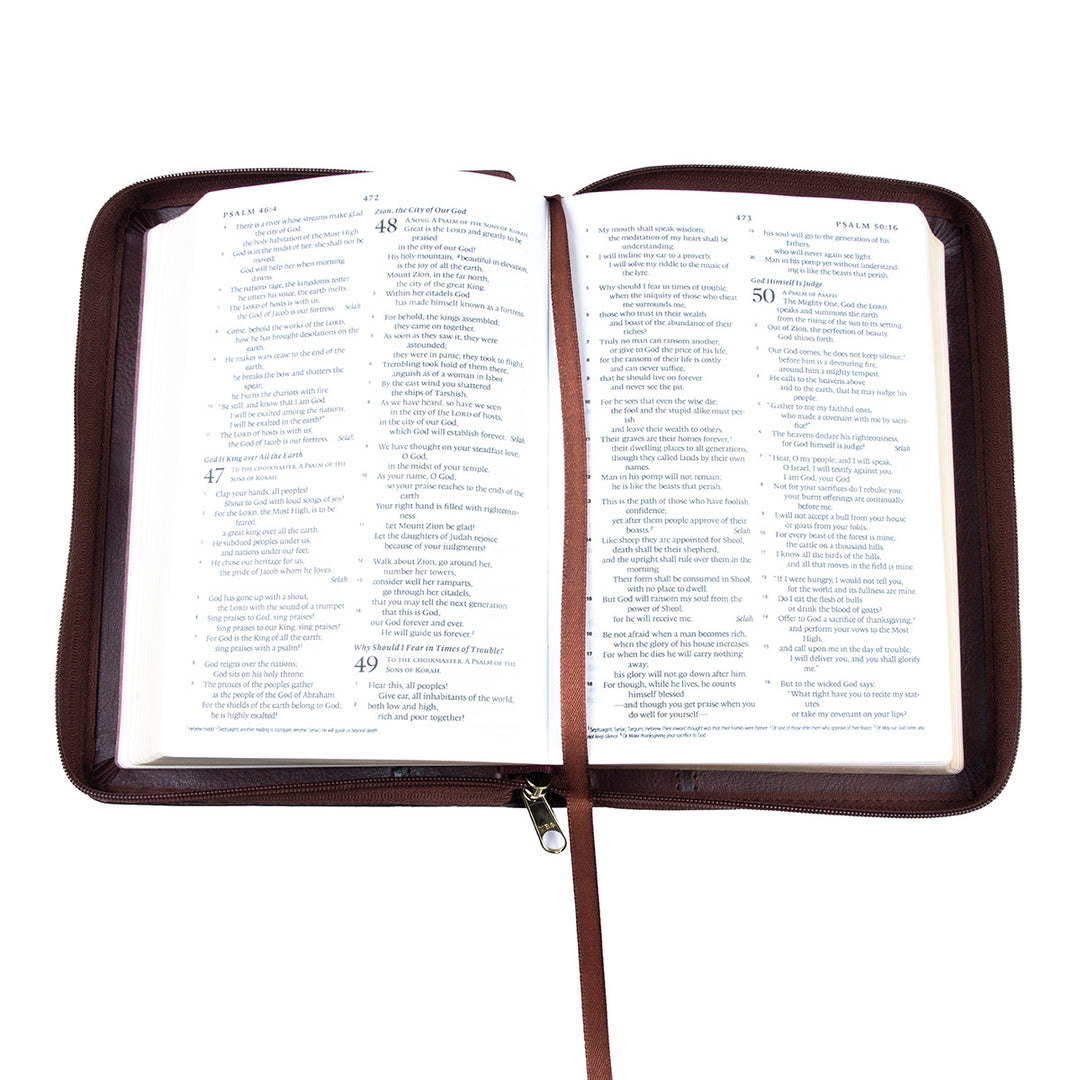 ESV Dark Brown Faux Leather Compact Bible With Zip