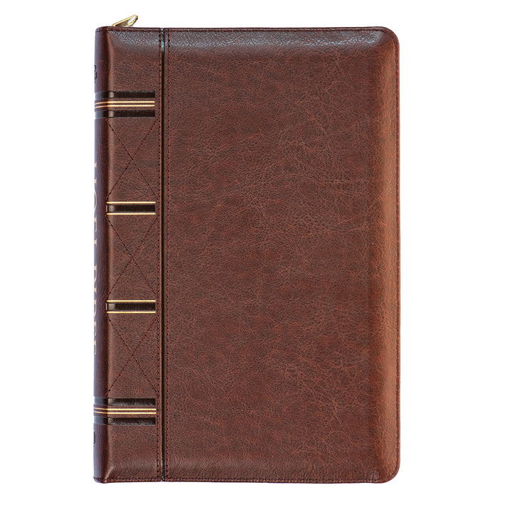 ESV Dark Brown Faux Leather Compact Bible With Zip