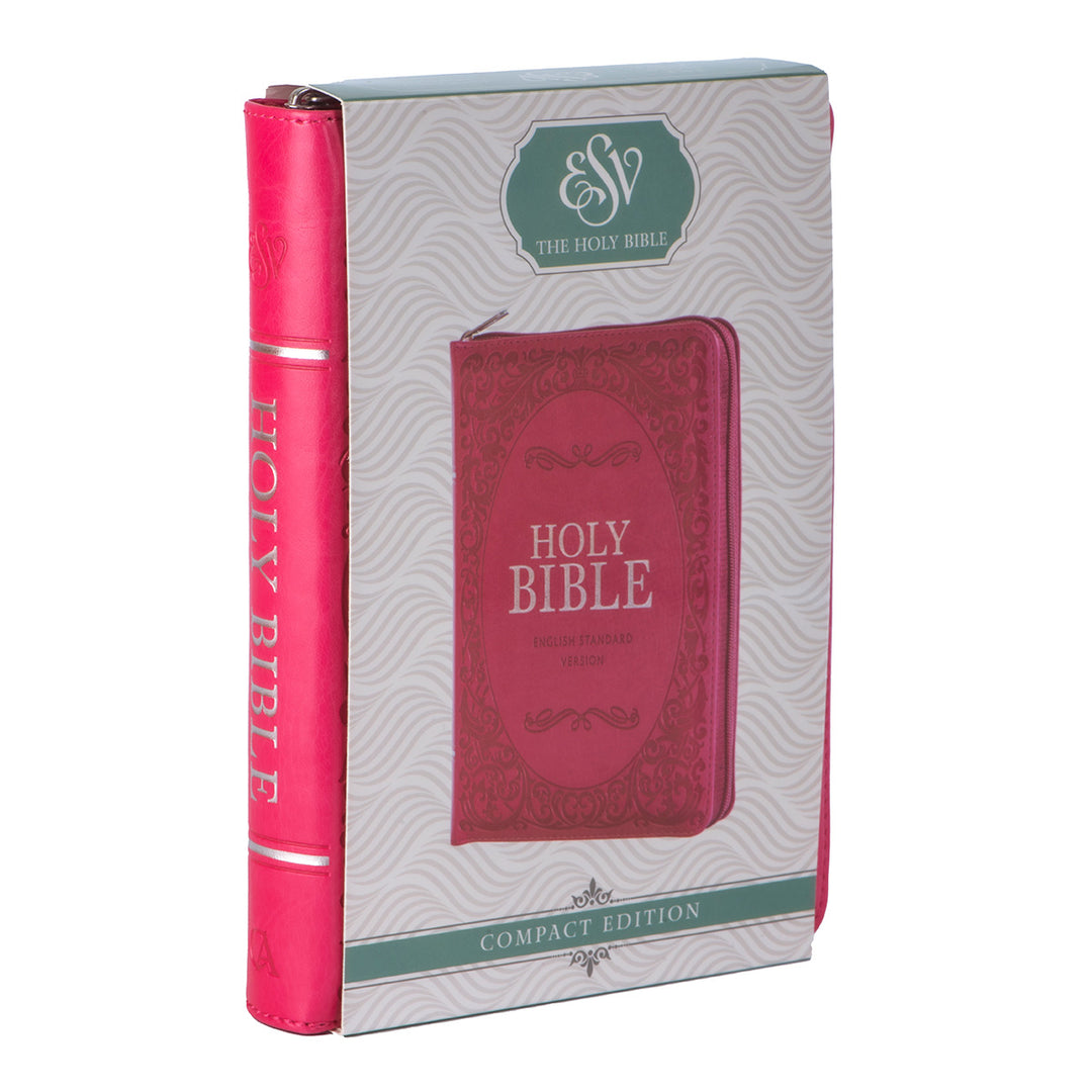 ESV Pink Faux Leather Compact Bible With Zip