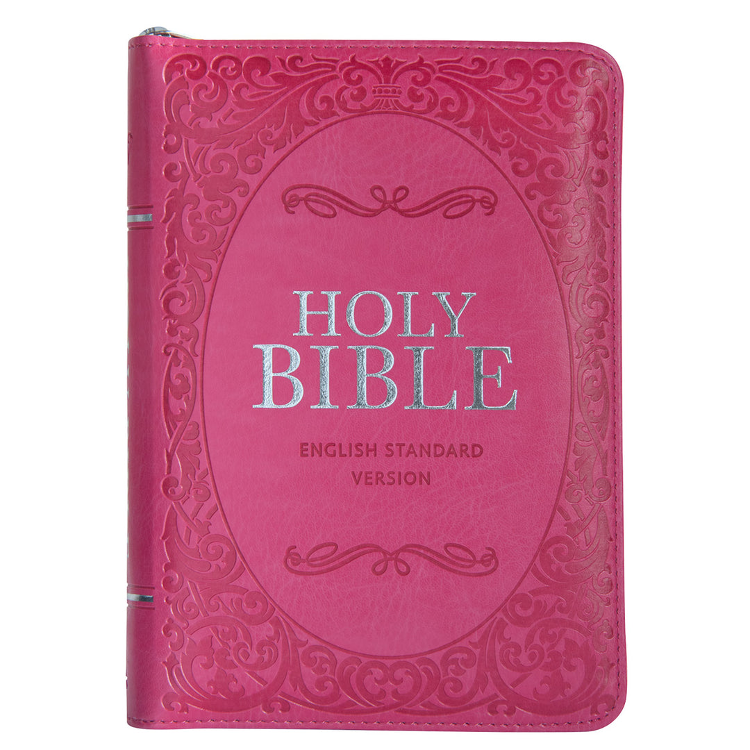 ESV Pink Faux Leather Compact Bible With Zip