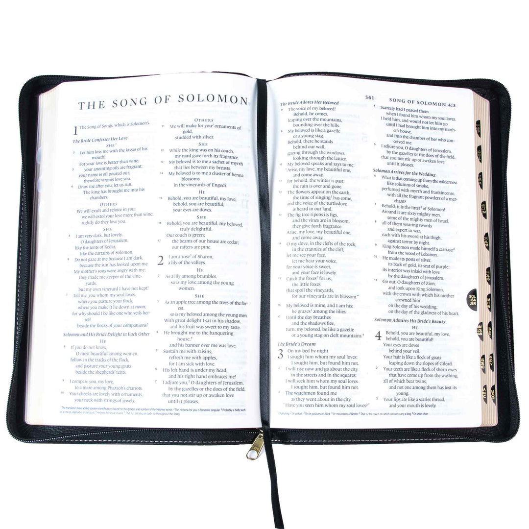 ESV Black Faux Leather Standard Bible Thumb Indexed With Zip