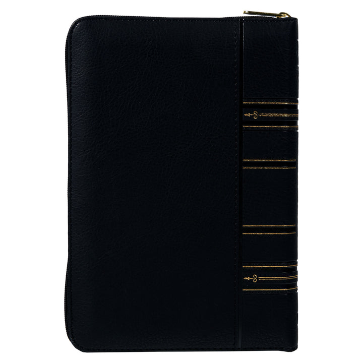 NLT Black Faux Leather Flexcover Compact Bible With Zip