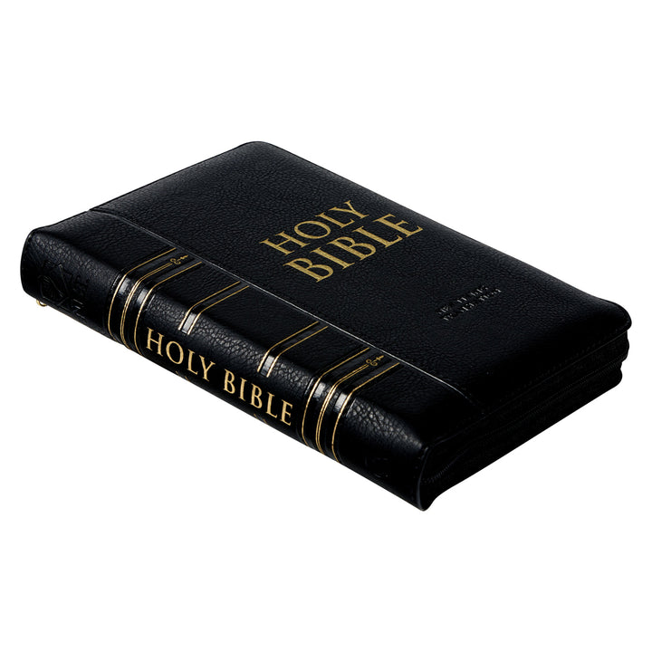 NLT Black Faux Leather Flexcover Compact Bible With Zip