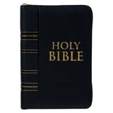 NLT Black Faux Leather Flexcover Compact Bible With Zip