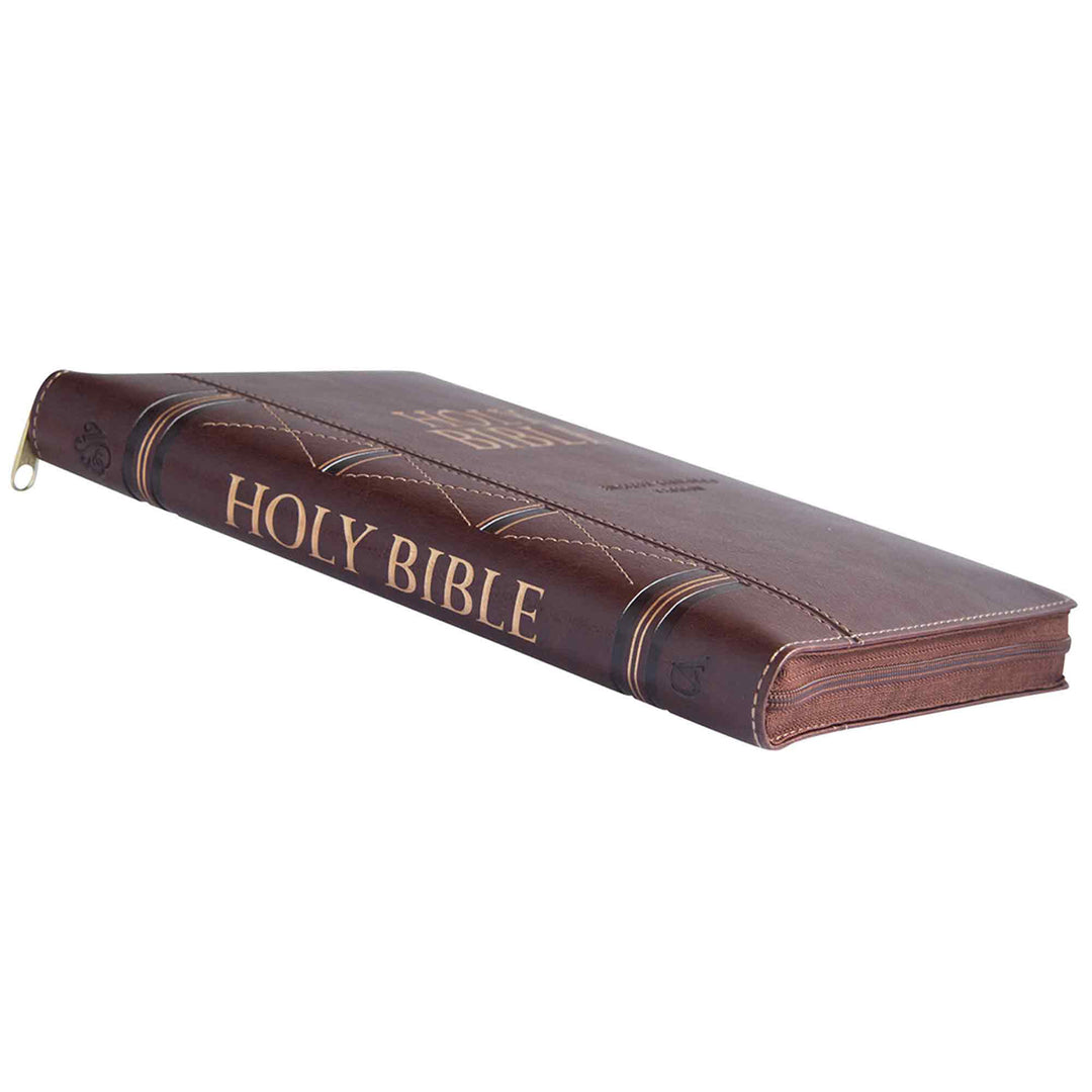 ESV Dark Brown Faux Leather Standard Bible Thumb Indexed With Zip
