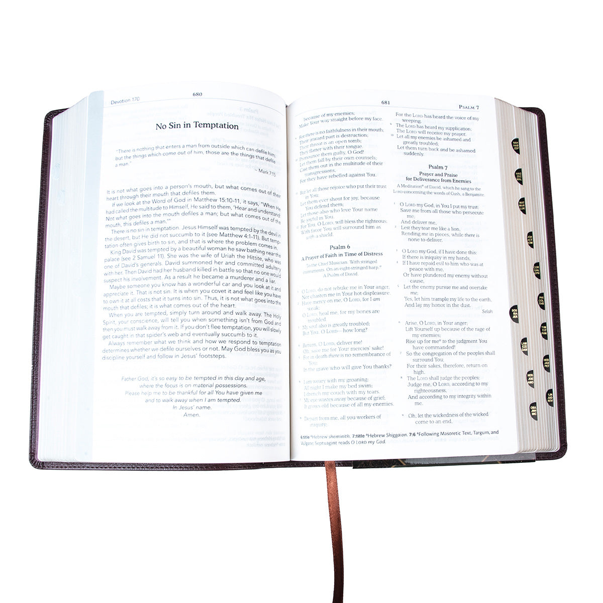 NKJV Brown Faux Leather Flexcover Bible With Grassroots Reflections Thumb-Indexed