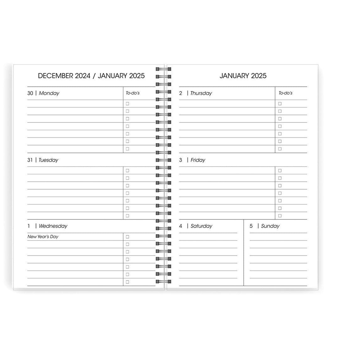 2025 A5 Diary - Daily Planner - Arches - Imitation Leather Wirebound