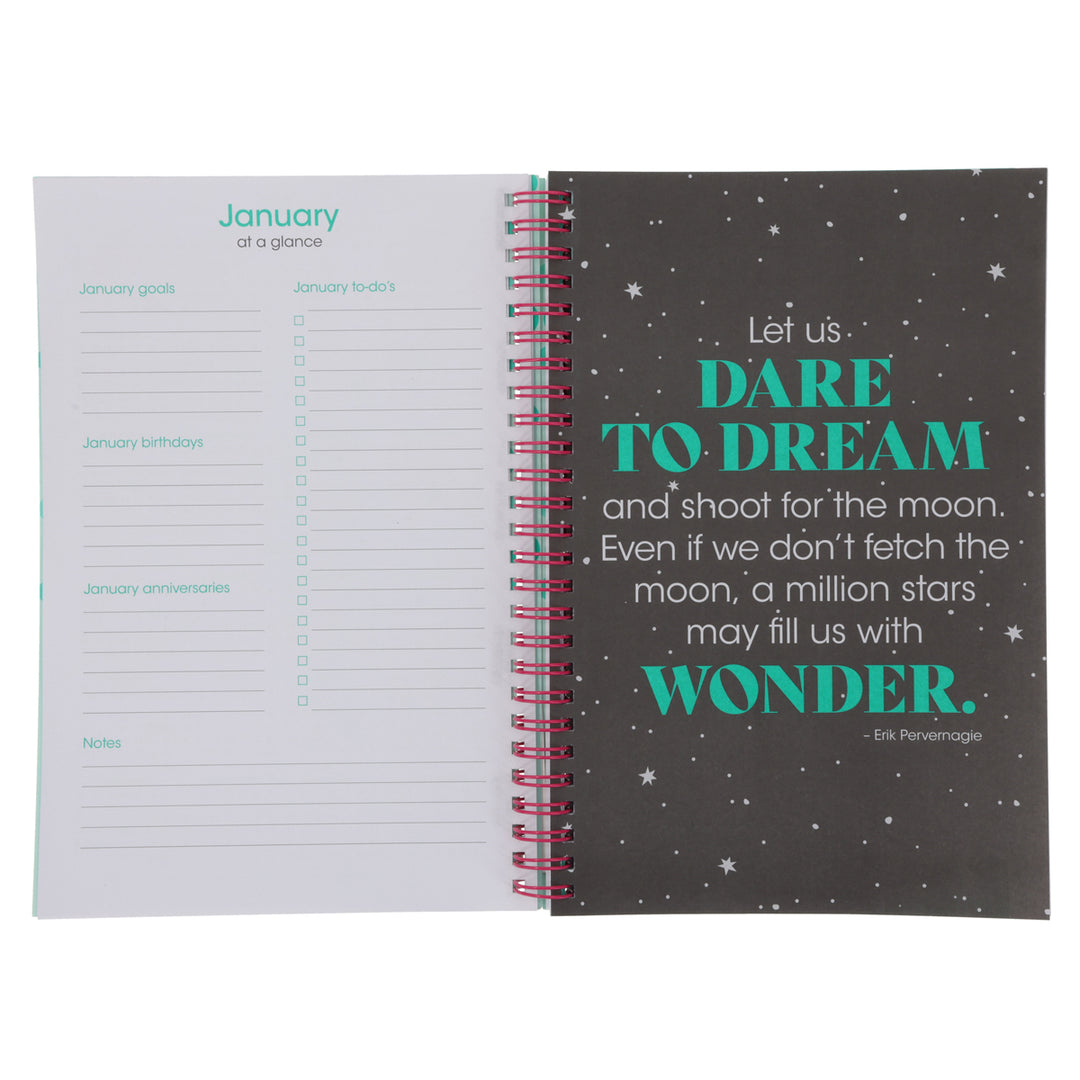 2025 Diary - Daily Planner - Inspirational - Bloom Boldly - Wirebound