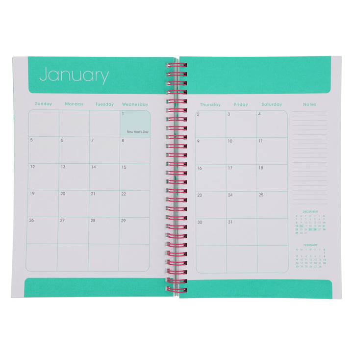 2025 Diary - Daily Planner - Inspirational - Bloom Boldly - Wirebound