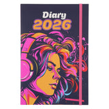 2026 A5 Diary - Daily Planner - Music Girl - Paperback