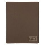 2026 A4 Business Diary - Daily Planner - Architecture Lines Brown - Imitation Leather