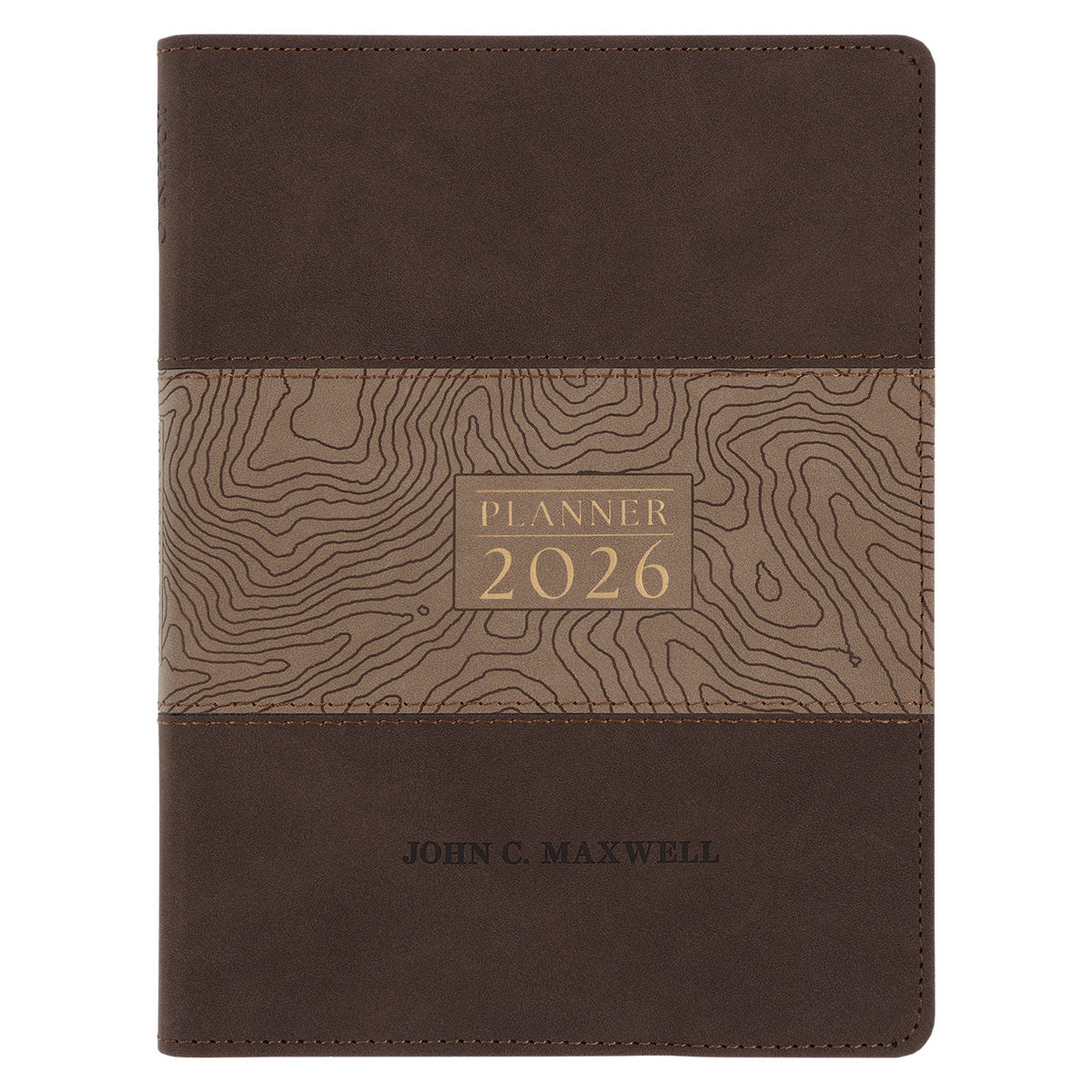 2026 John Maxwell A5 Diary - Daily Planner Brown - Imitation Leather with Zip