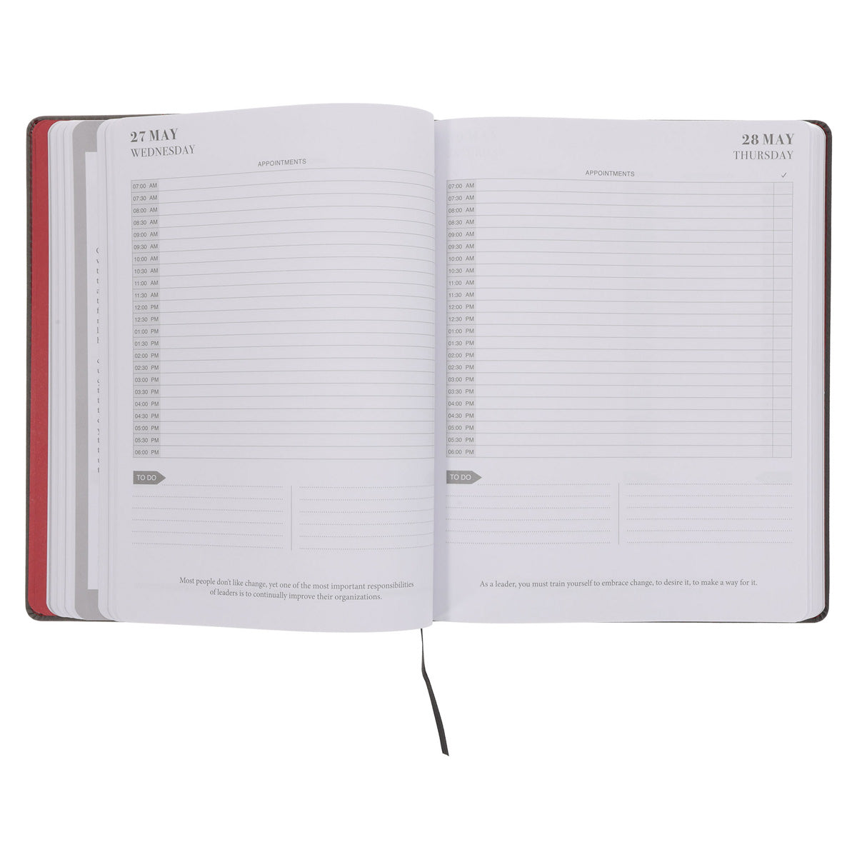 2026 John Maxwell A4 Diary - Daily Planner Red and Grey - Imitation Leather