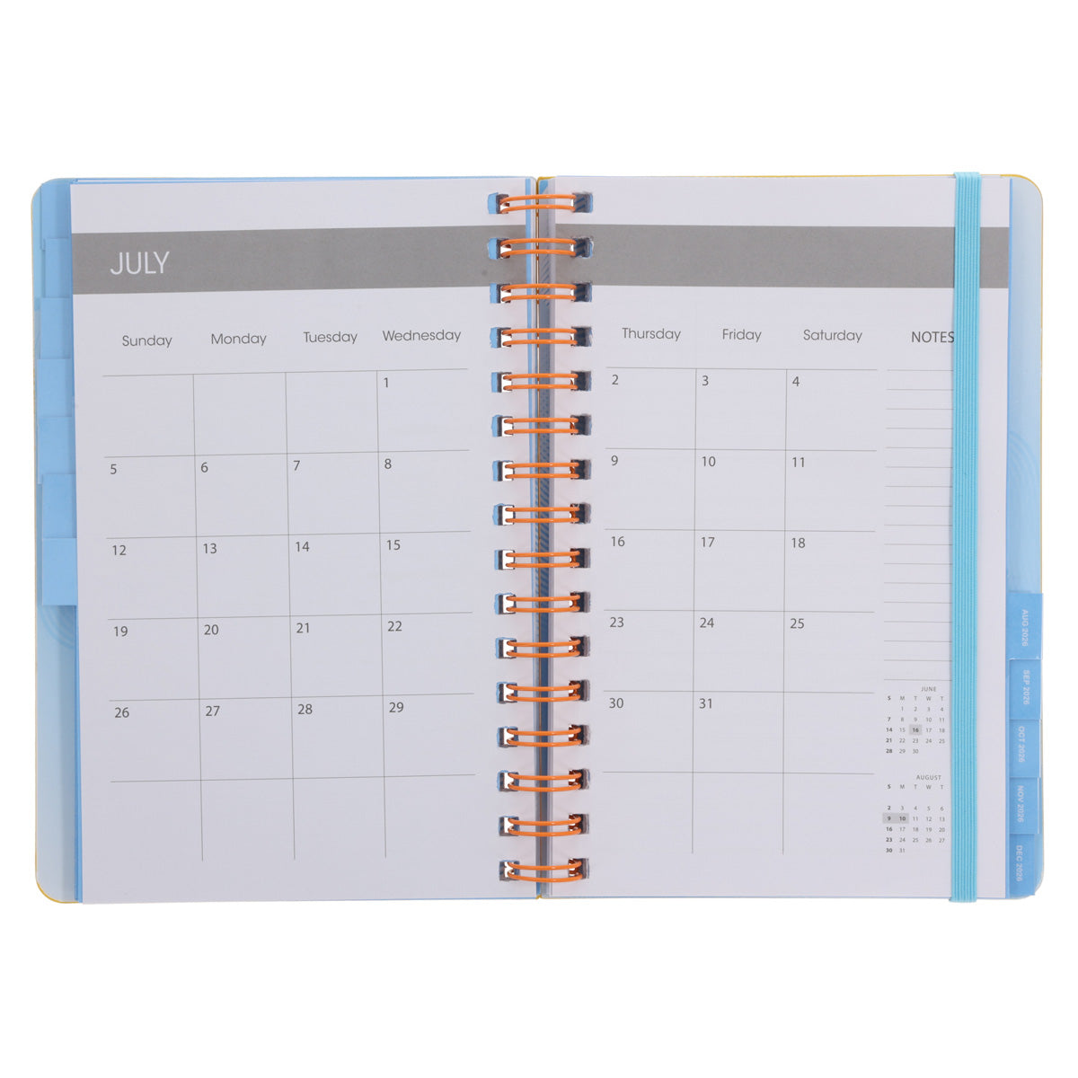 2026 A5 Diary - Daily Planner - Yellow and Orange - Wirebound