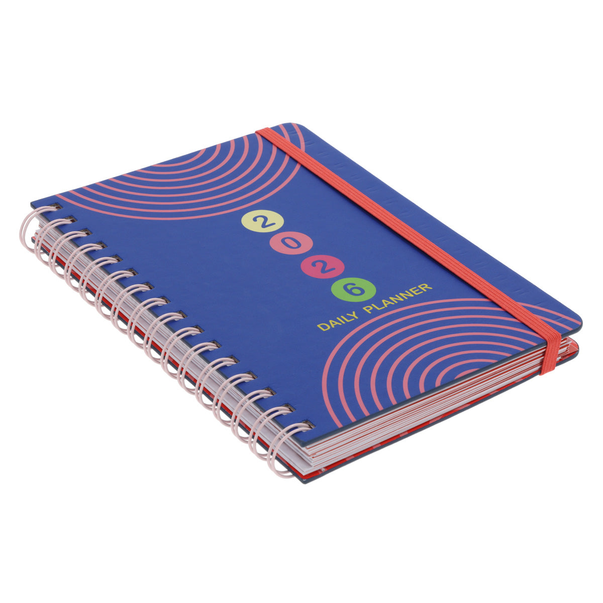 2026 A5 Diary - Daily Planner - Neon Circles - Wirebound