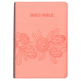 NIV Salmon Pink Protea Imitation Leather Compact Holy Bible Red Letter