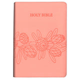 NIV Salmon Pink Protea Imitation Leather Compact Holy Bible Red Letter