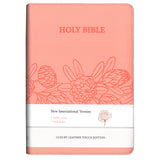 NIV Salmon Pink Protea Imitation Leather Compact Holy Bible Red Letter