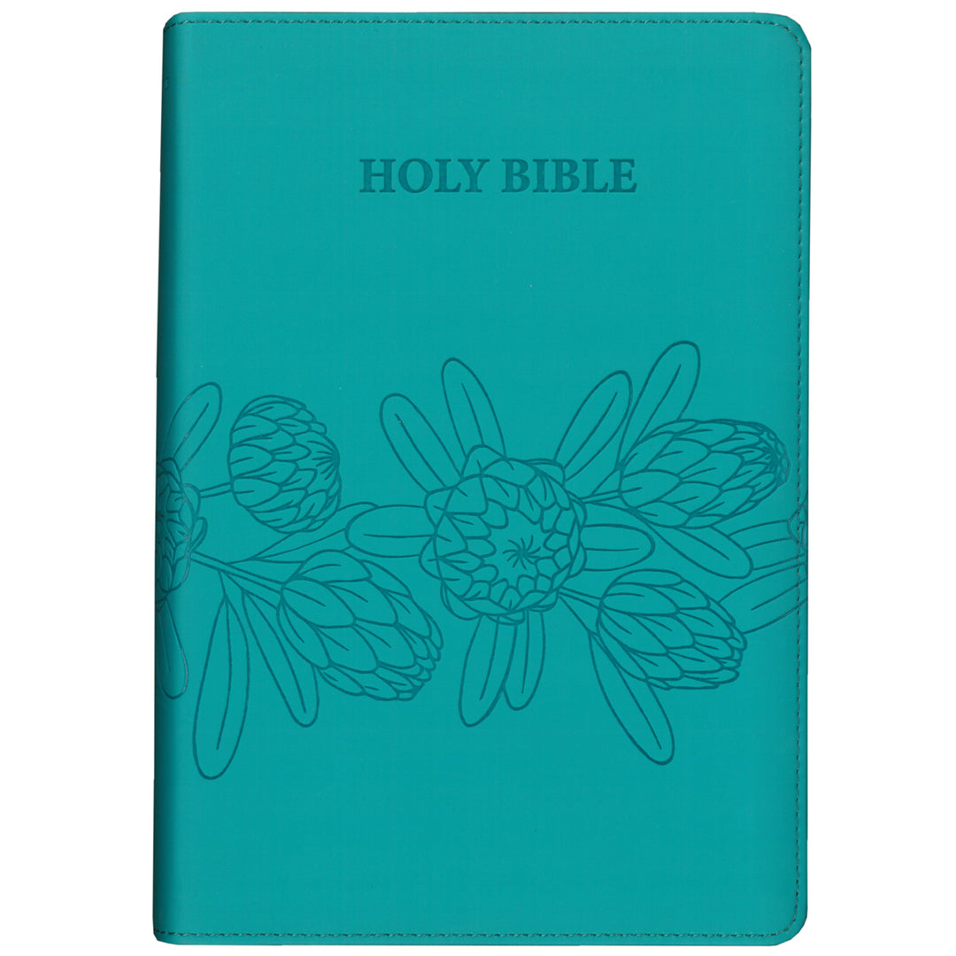 NIV Sea Green Protea Imitation Leather Compact Holy Bible Red Letter